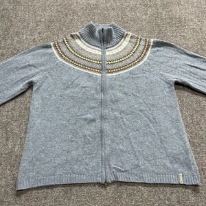 Columbia Vintage 90's Women's Fair Isle Lambswool Angora Full-Zip Sweater